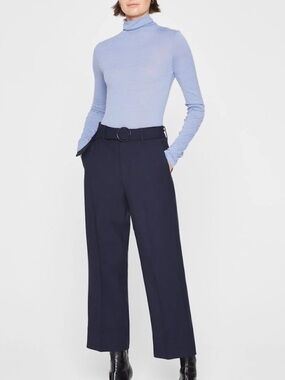 Club Monaco Enamel Ringed Navy High-Rise Cropped Wide Leg Pants